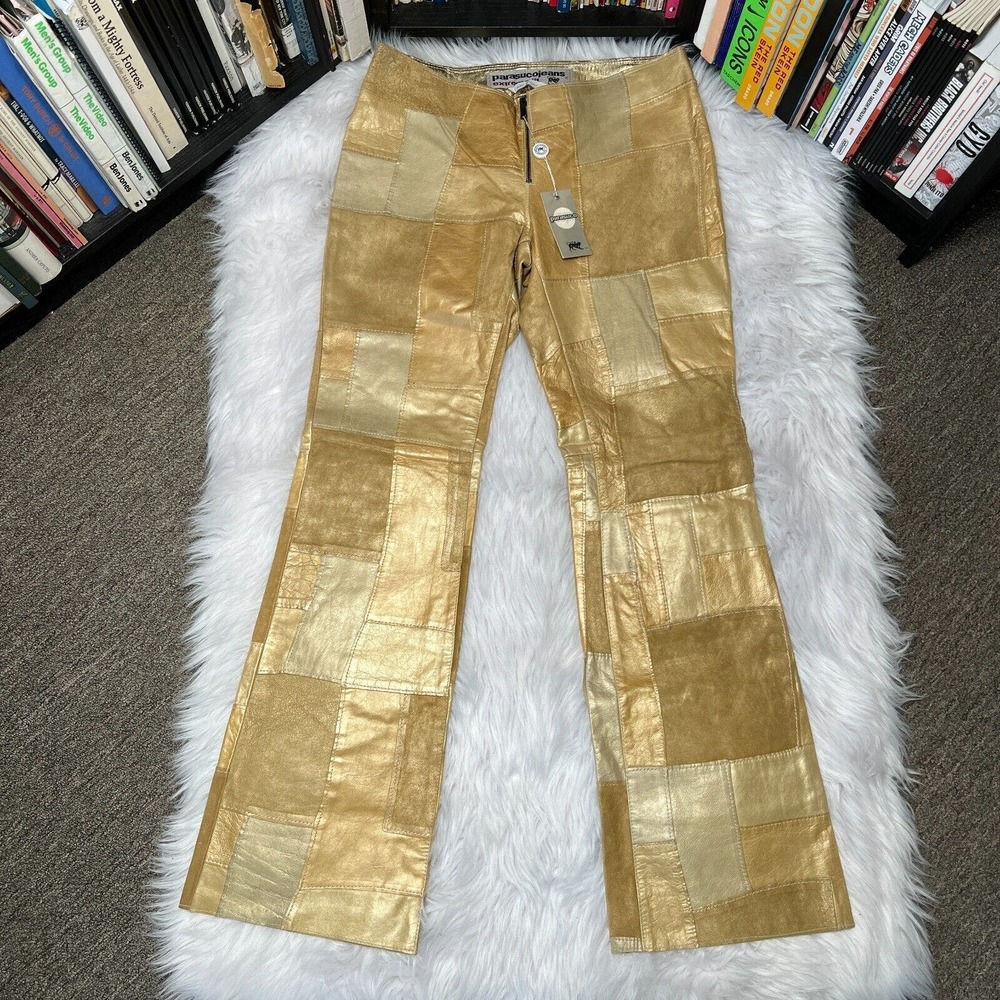 Vintage Parasuco Womens Patchwork Leather Pants Parasuco Jeans Pearl